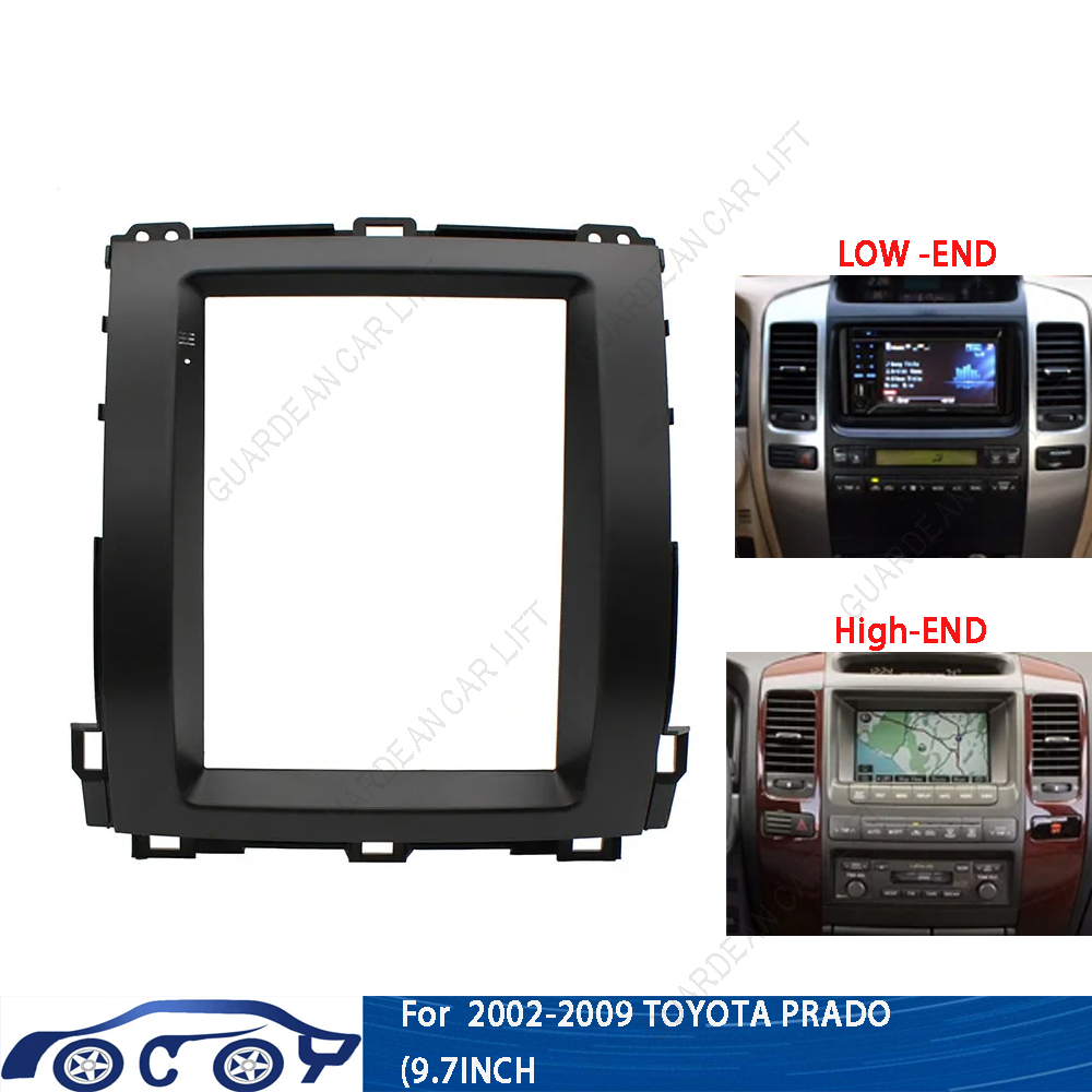 Tesla Style Screen Car Radio - 2002-2009年式トヨタランドクルーザー（9.7インチ、縦型スクリーン）用カーラジオフェイシア、テスラスタイルAndroidステレオプレーヤー2Dinフレームパネル