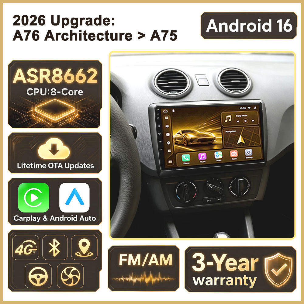 Car Radio Gps Navigation 10 Inch - Cortex-A76 オクタコア Android 16搭載、シート・イビサ 2016-2017年式対応、高性能タッチスクリーン、Wi-Fi搭載カーラジオ、GPS、マルチメディアプレーヤー。