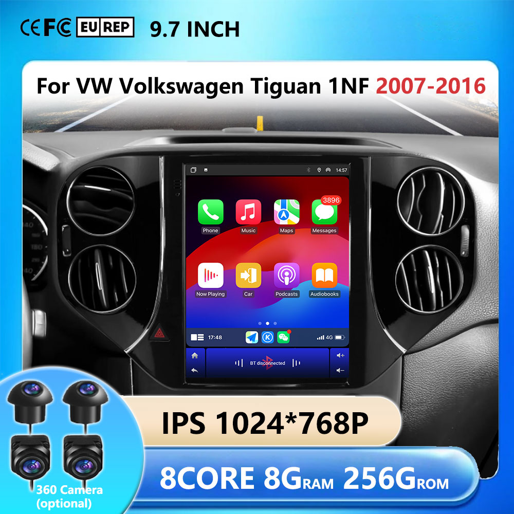 Tesla Style Screen Car Radio - 9.7インチ車載マルチメディアプレーヤー VWフォルクスワーゲン ティグアン 1NF 2007-2016 2din