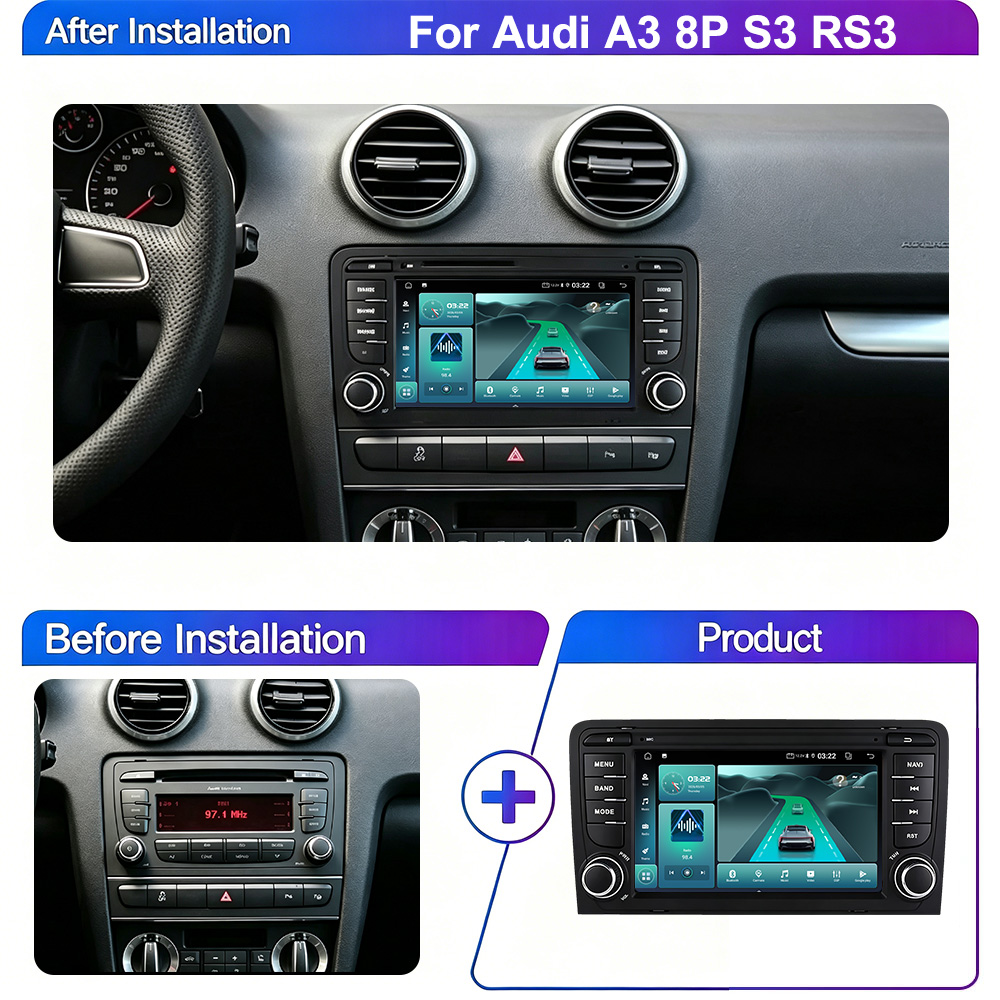 アウディA3 8P 2003-2011 S3 RS3用7イン - Android Head Unit 6Gb 128Gb のレビューと価格
