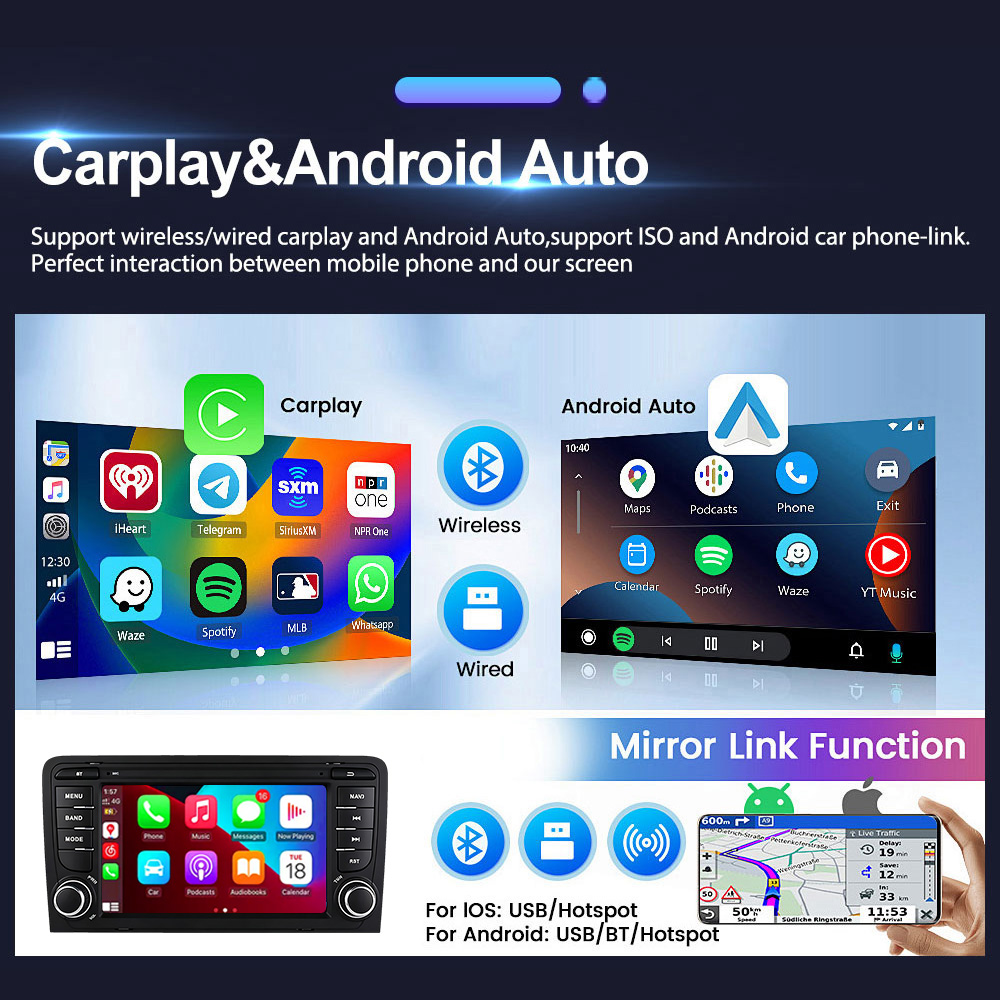 アウディA3 8P 2003-2011 S3 RS3用7イン - Android Head Unit 6Gb 128Gb のレビューと価格