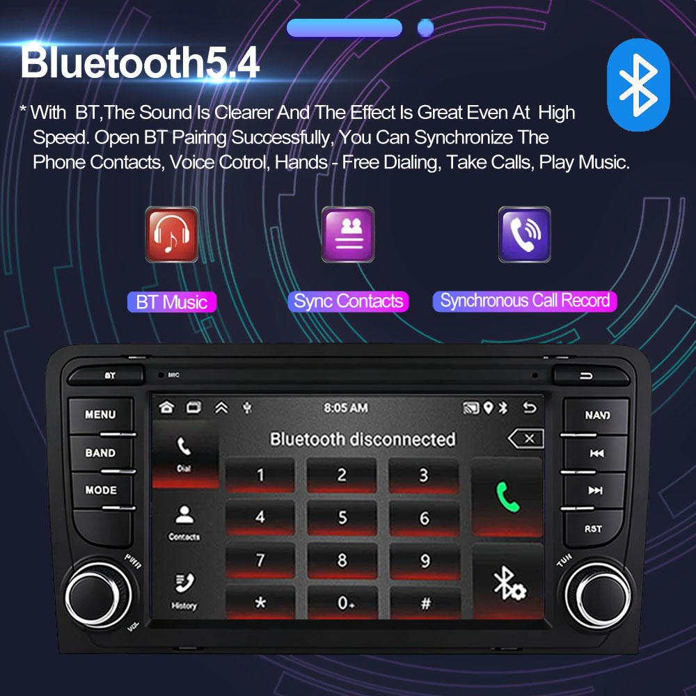 アウディA3 8P 2003-2011 S3 RS3用7イン - Android Head Unit 6Gb 128Gb のレビューと価格