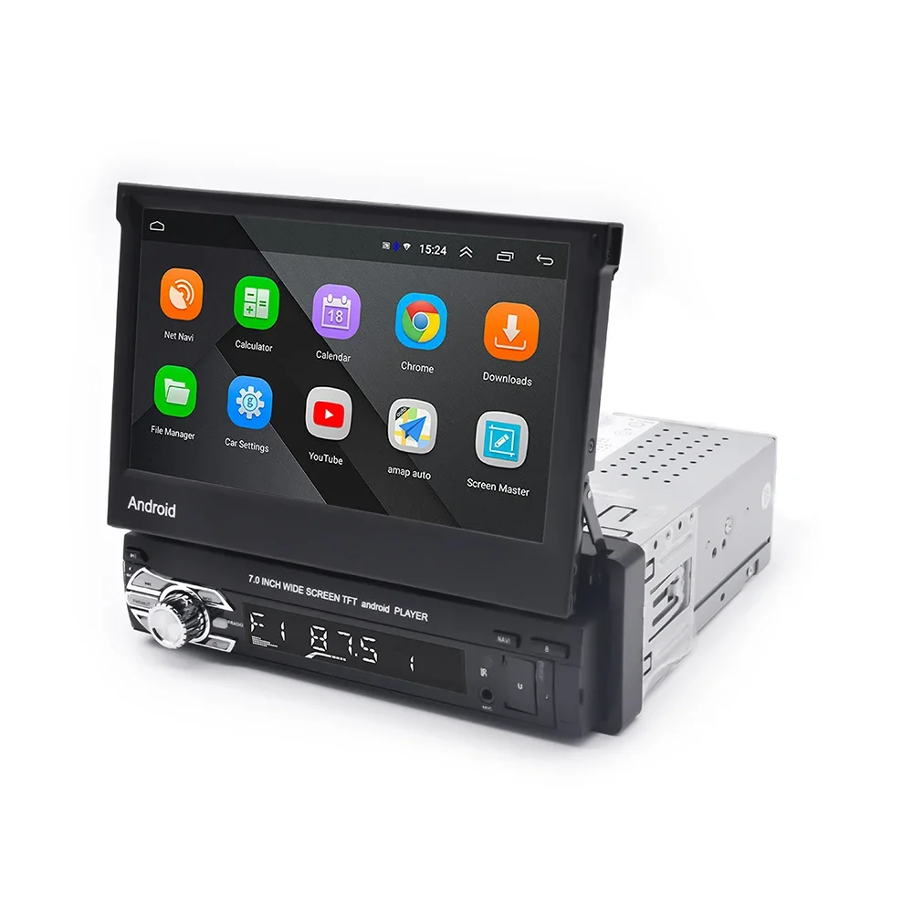 1DINカーナビDVDプレーヤー。7インチの折りたたみ式ディ - Car Radio 1 Din Flip Out Screen のレビューと価格