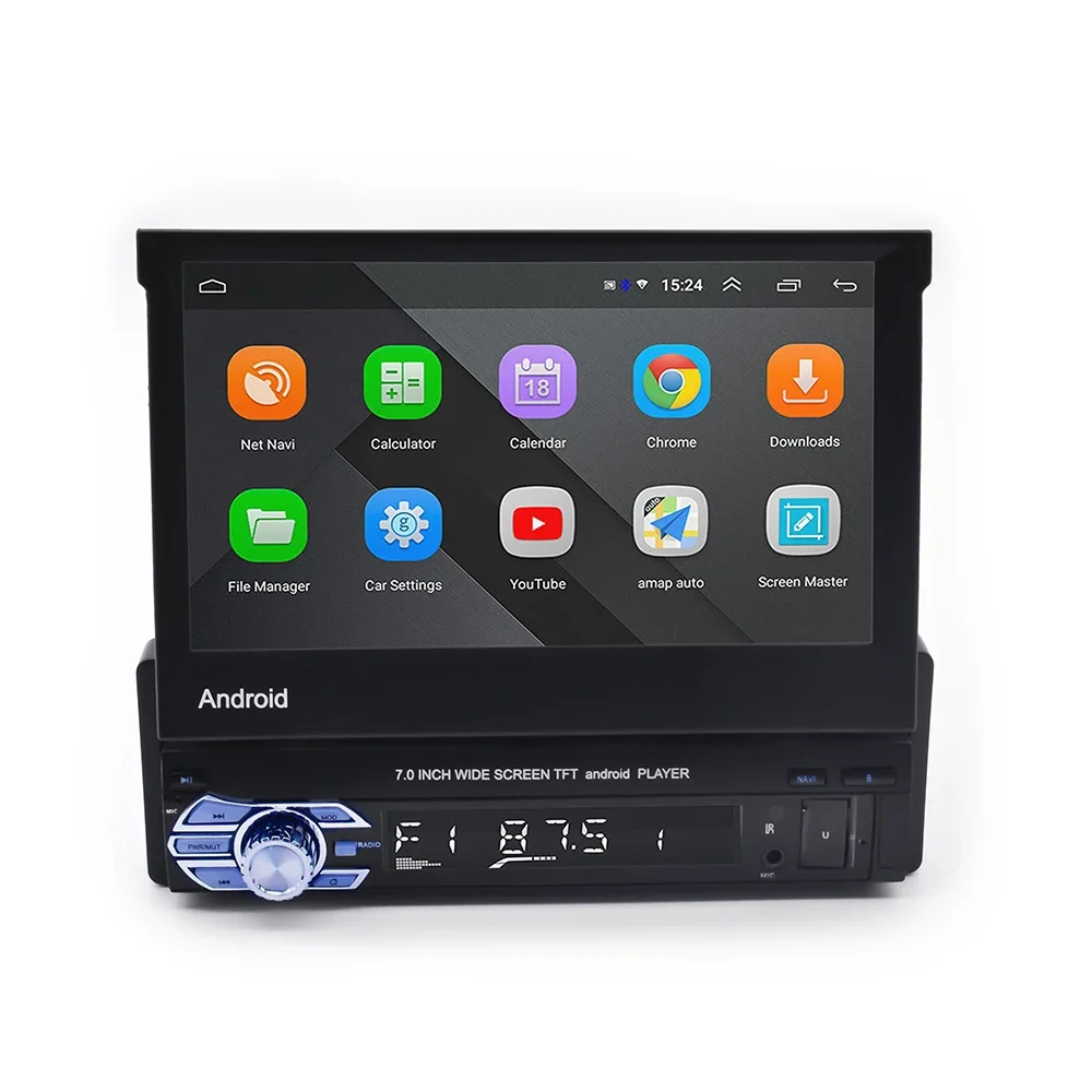 1DINカーナビDVDプレーヤー。7インチの折りたたみ式ディ - Car Radio 1 Din Flip Out Screen のレビューと価格