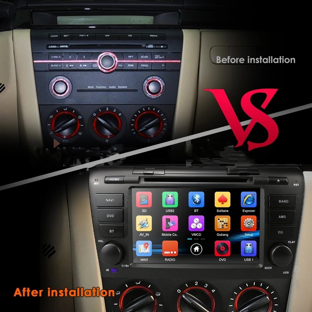 マツダ3（2004-2009）用LCDアンドロイドスクリーン - Car Multimedia Player Carplay Android Auto のレビューと価格