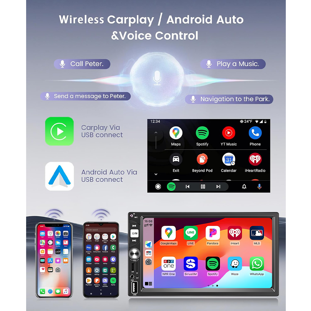 7インチカーラジオ 2DIN CarPlay Android - Car Dvd Player Bluetooth Steering Wheel のレビューと価格