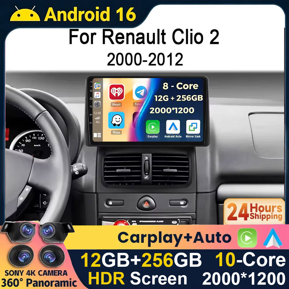 Android 16 2K QLED搭載、ルノー・クリオ2（ - Android Car Stereo 2 Din 8 Core のレビューと価格
